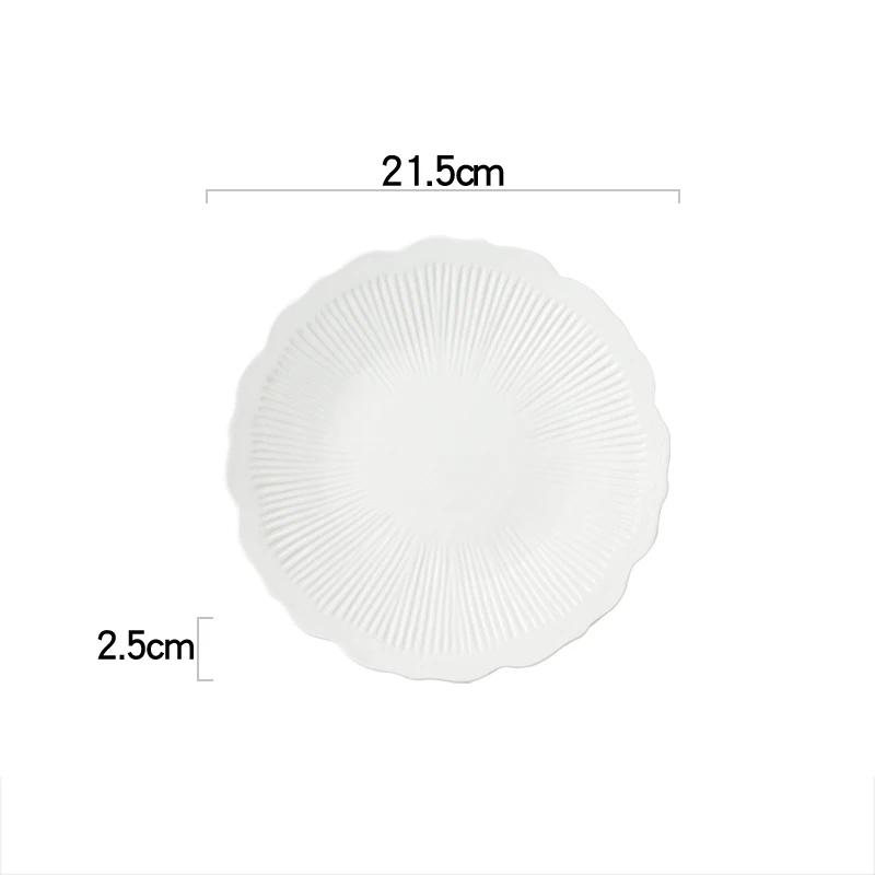 Farfurie cu dungi în formă de flori de culoare solidă Farfurie din ceramică cu friptură Farfurie cu salată Farfurii cu pește Farfurie pentru sushi Farfurii pentru desert