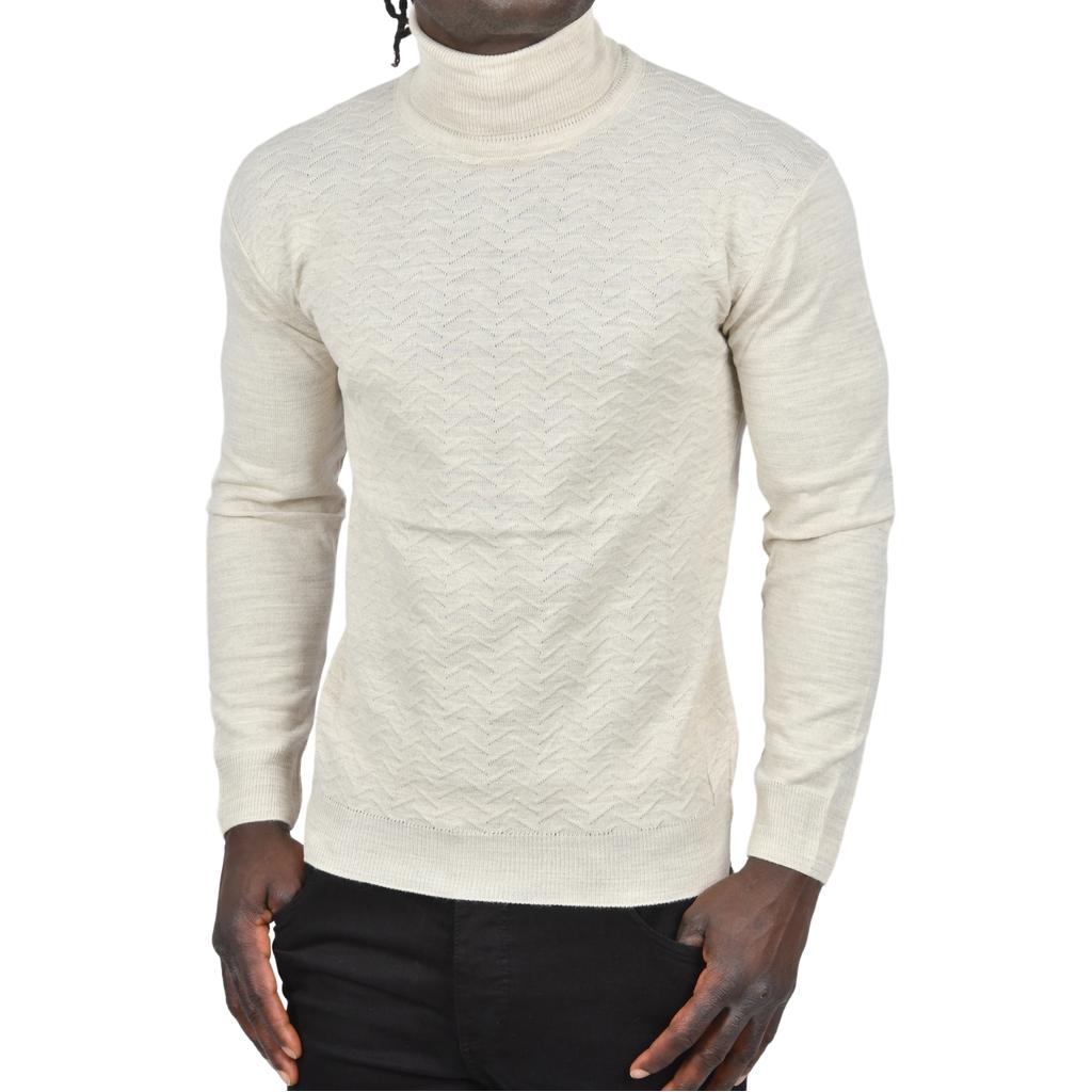 DeepSEA Zigzag Desenli Tam Balıkçı Yaka Dar Kesim Boğazlı Triko Kazak 2505497