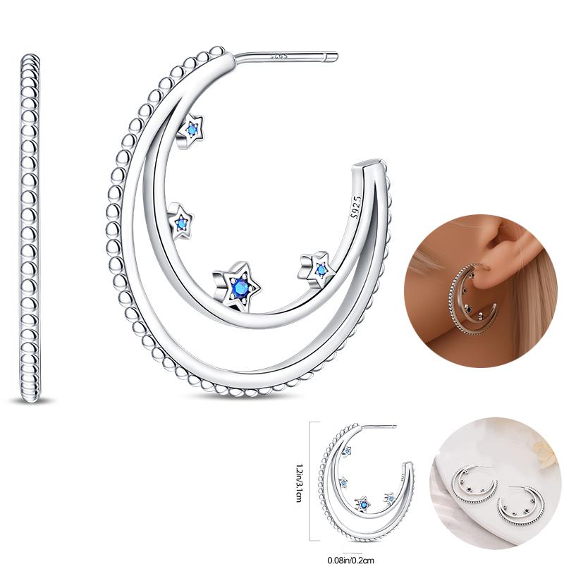 

Women s 925 Silver Circle Style Simple Colorful And Shiny Zircon Earrings Fit For Attend A Wedding Exquisite Jewelry