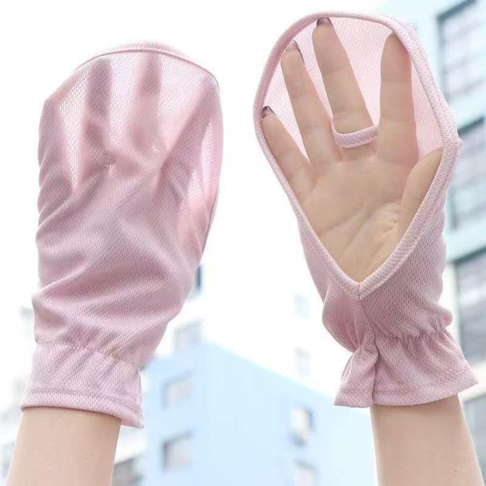 Adjustable Cuff Sun Protection Sleeves Anti-UV Ice Silk Sleeve Driving Sleeve Gloves Lady/Girl