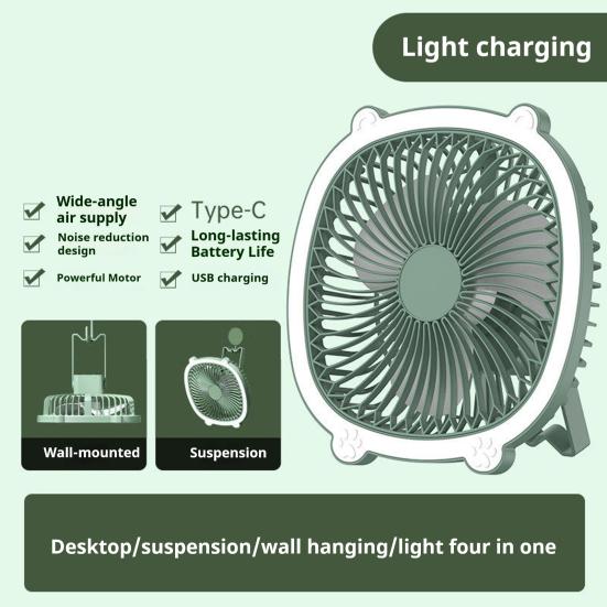 Desk Fan with 3 Adjustable Wind Speeds And Light Design USB Charging Hanging