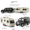 Simulation 1/32 Scale Land Rover Trailer RV Car Model Pullback Sound Light Caravans Model Diecast Toy Vehicle Children Boy Toy