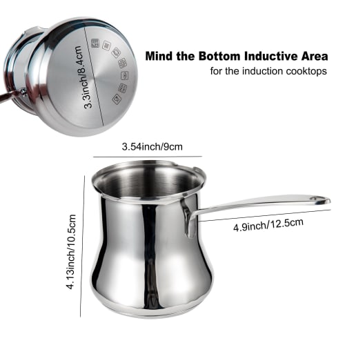 IMEEA Milk Pan, Saucepan, 18-10 Stainless Steel, Induction Compatible, 500ml, Saucepan, Mini Milk Pan, Silver