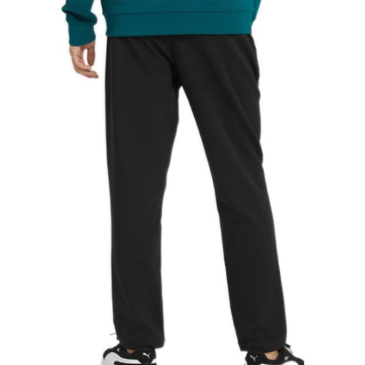 Puma Solid Color Drawstring Elastic Casual Pants With Brand Logo Print Men Bottoms Black 672406-01