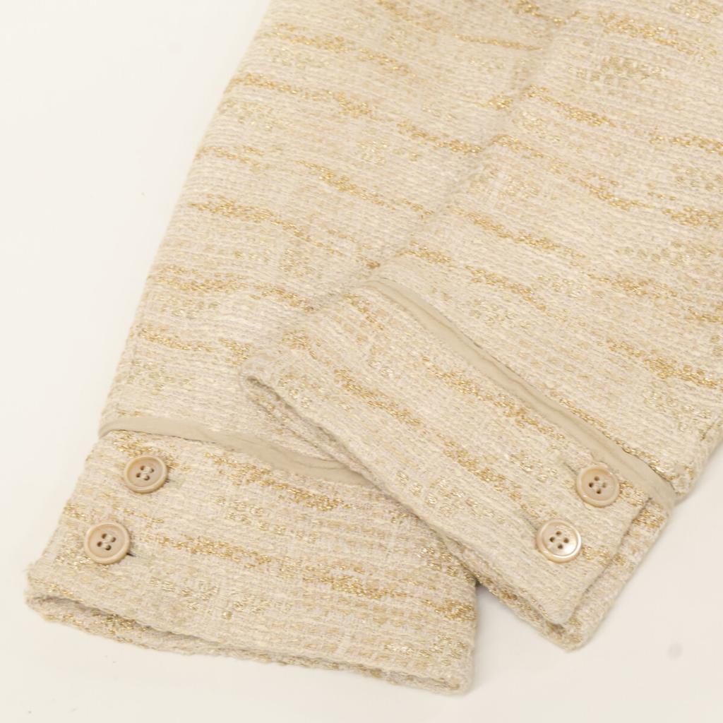 Salvatore Ferragamo Belted glitter yarn tweet jacket Jacket 48 beigeUsed