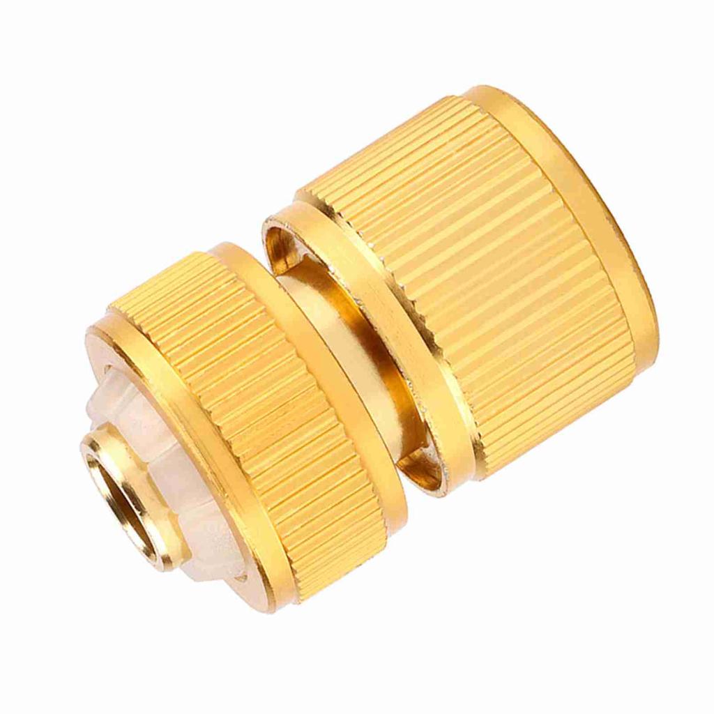 Garden Hose Connector, Aluminum Alloy Brass Plated Proof Quick Fit Adapter, Compatible with G1/2 Hose, for Garden Irrigation Water Tap Fitting