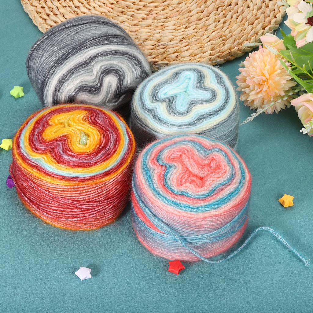 3Pcs Gradient Cake Cotton Yarns, Soft Rainbow Yarn Ball for Knitting and Crocheting Craft Project (300g X 3, 245M L Each) 100g
