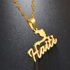 Anniyo 2.7CM Stainless Steel Charm Haiti Map Pendant Necklace Women Girls Ayiti Maps Gold Color Party Jewelry Haiti @076021