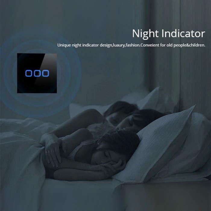 Interrupteur d'éclairage tactile led - maclean - verre noir - 1000w - 86x86 mm - intérieur