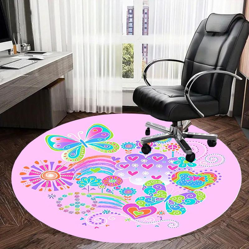 1pc Office Carpet Chair Mats Butterfly Rainbow Hearts Flowers Mandala Perfect for Decorating Office Chairs, Living Rooms, Or Bedrooms.YDT208