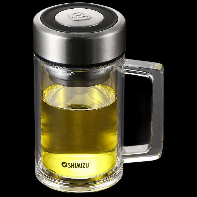 SHIMIZU Portable Heat-Resistant Glass Tea Infuser Mug