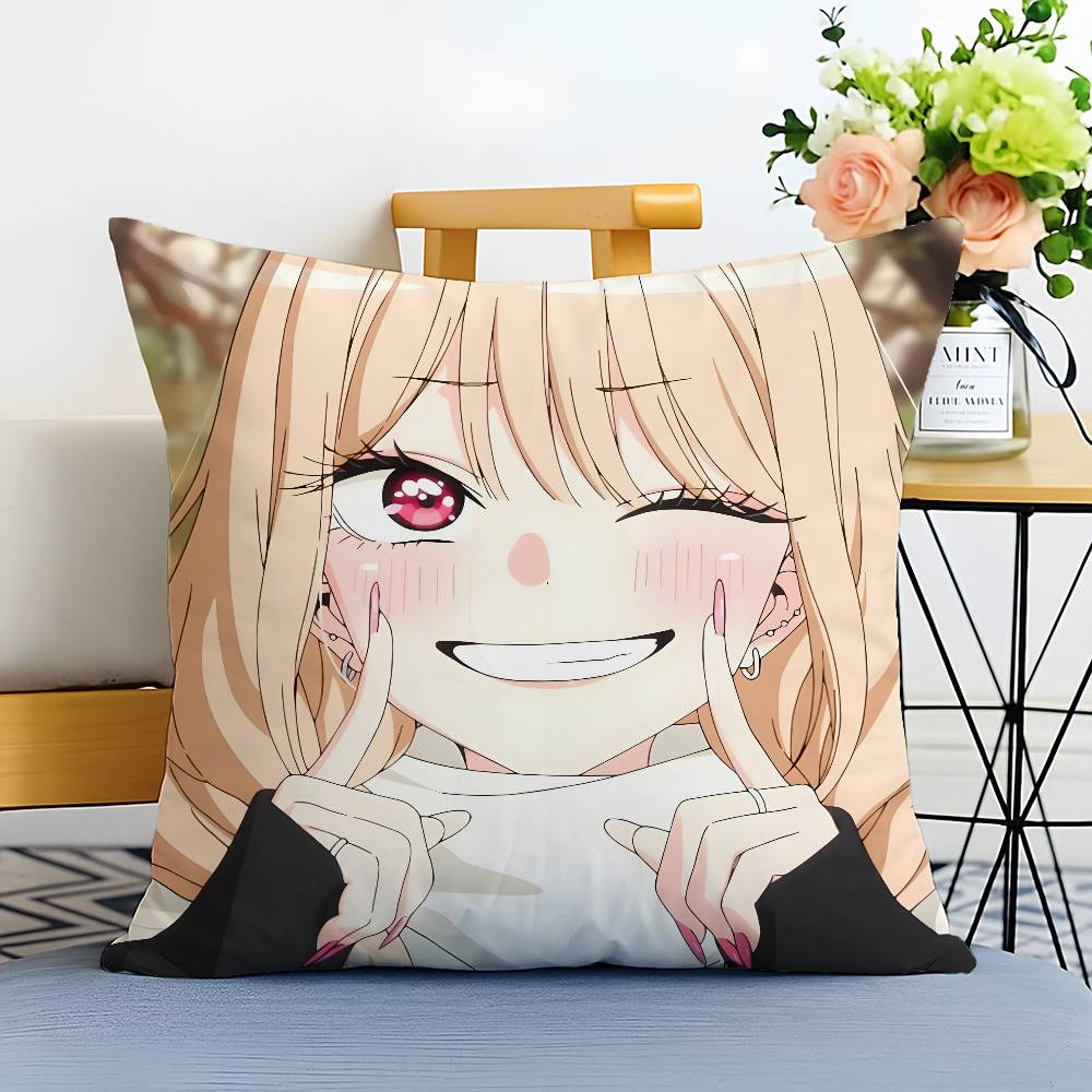 My Dress-Up Darling M-Marin Kitagawa Pillow Case Anti-dustmite Pillowcase Invisible Zipper Silky Short Plush Sofa Cushion Cover
