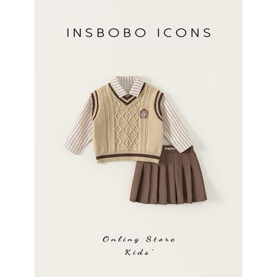 [Teddy Bear Series] Insbobo Girls' Outfit Spring 2026 New Children's Clothing Baby Set Dress