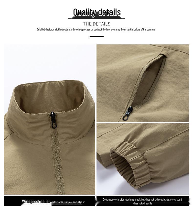 Men's Spring & Autumn Stand-Up Collar Lightweight Jacket, Loose Fit, Plus Size, Customizable Logo