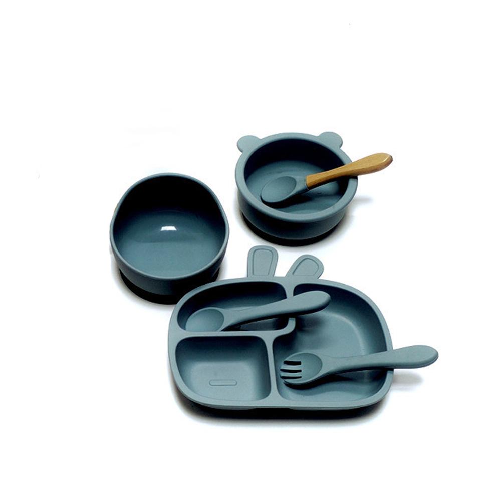 12 buc. Farfurie pentru bebeluși cu compartimente, farfurie cu ventuză, set complet de veselă pentru copii, set de cină