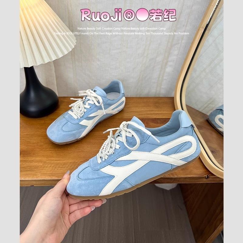 2025 spring new American retro fashion moral training shoes women's spring and summer leather versatile soft-soled sports jogging shoes