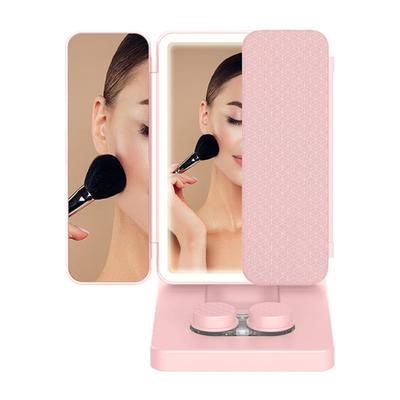 Folding LED Beauty Mirror With Extendable Structure And Rechargeable LED Lights Ideal For Small Space ABS Construction