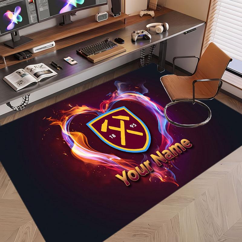 Custom Rug West Ham United football Pattern Print Name Text Soft Non‑Slip Floor Carpet for Home Indoor Decoration