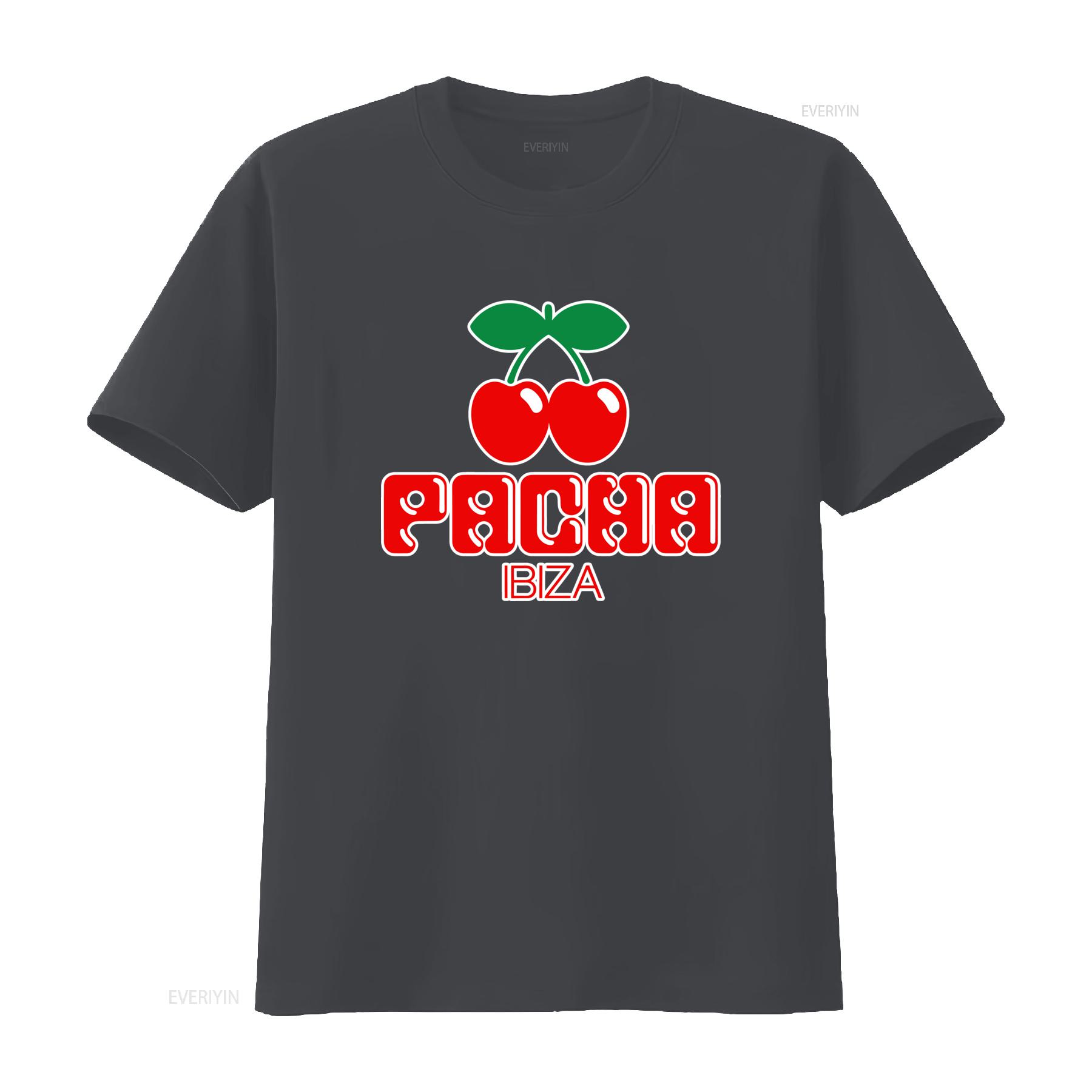 

Pacha Ibiza Logo Cherry Print Mens T Shirt Stylish White and Black Design T2968 vintage Washed streetwear L