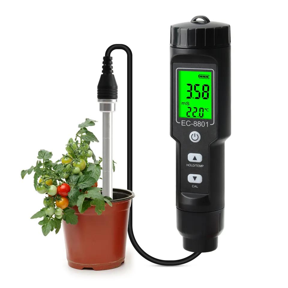 Smart Digital Soil EC Meter 2-in-1 Temperature and Conductivity Analyzer High Precision Garden Agriculture Soil Testing Tool