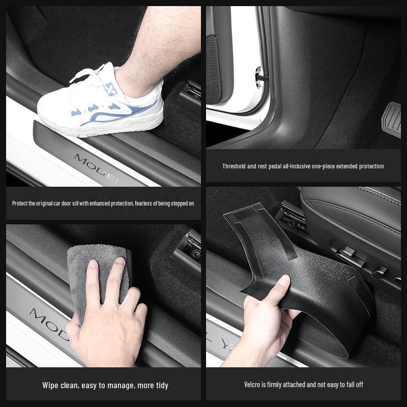 Tesla Model YL Door Sill Strips: Front & Rear Welcome Pedal Protection Decoration