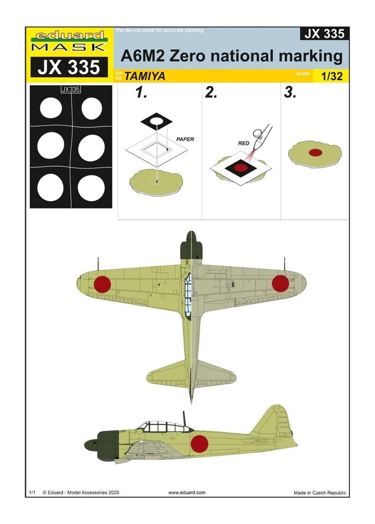 Eduard Mitsubishi Zero Fighter Type 21 Nationality Mark Paint Mask Sticker Masking Sticker for Plastic Models EDUJX335 1/32 (for Tamiya) (Airplane)