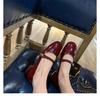 Leather Version~ French High Heels Women's Thick Heel Mary Jane Shoes Gold Buckle Light Mouth Versatile Single Shoes Temperament Commuter Shoes