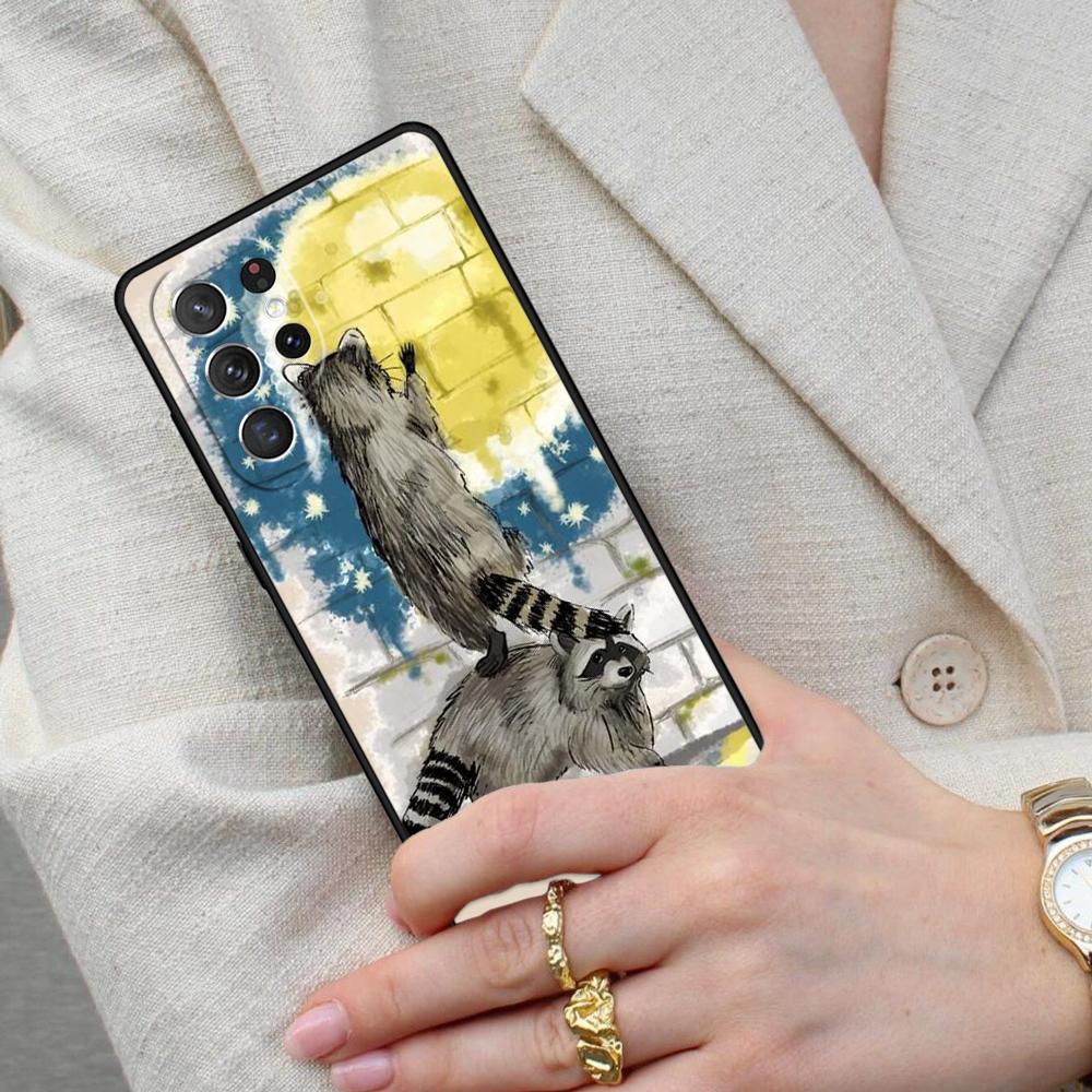 Cartoon Raccoon Kawaii Cell Phone Case for Samsung Galaxy S26 Ultra S25 S24 S23 S22 S21 S20 Note10 Cover