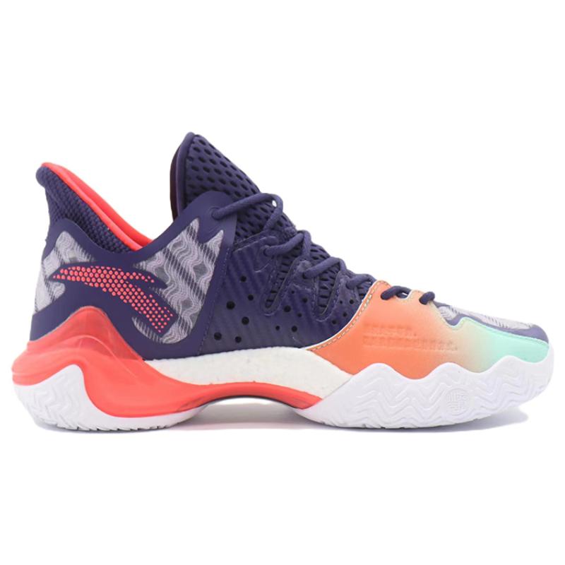 Anta Shock Wave 4 Anti-Slip Wear-Resistant Low-Top Basketball Shoes Green Purple Red Sneakers 112231106-6