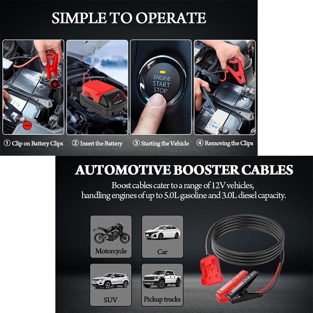 Car Battery Igniter Automotive Emergency Power Kits 8awg Cable 6.56ft For Milwaukee M18 Jumper Starter Jump Kit Power Tool X4w5