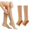 Open-Toe Compression Socks: Women's Zippered Venous Calf Support for Sports