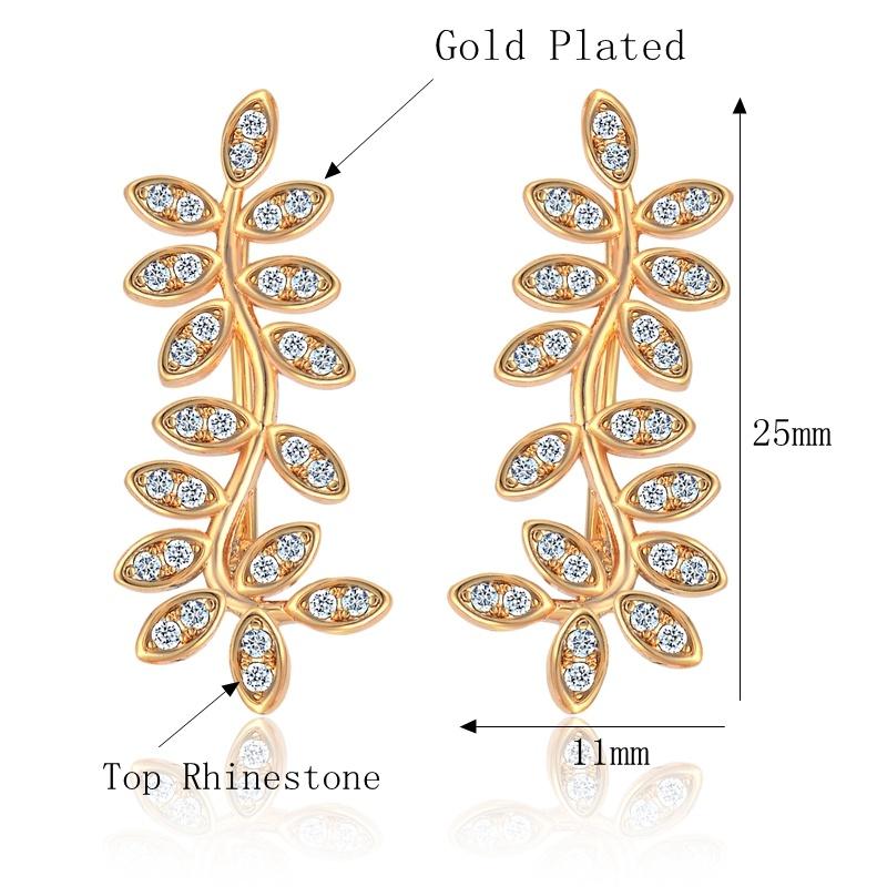 Punk Cute Leaf Shape Ear Cuffs Clip Earring Female Gold Color CZ Cubic Zirconia No Piercing Earring For Women Jewelry Gift 2025