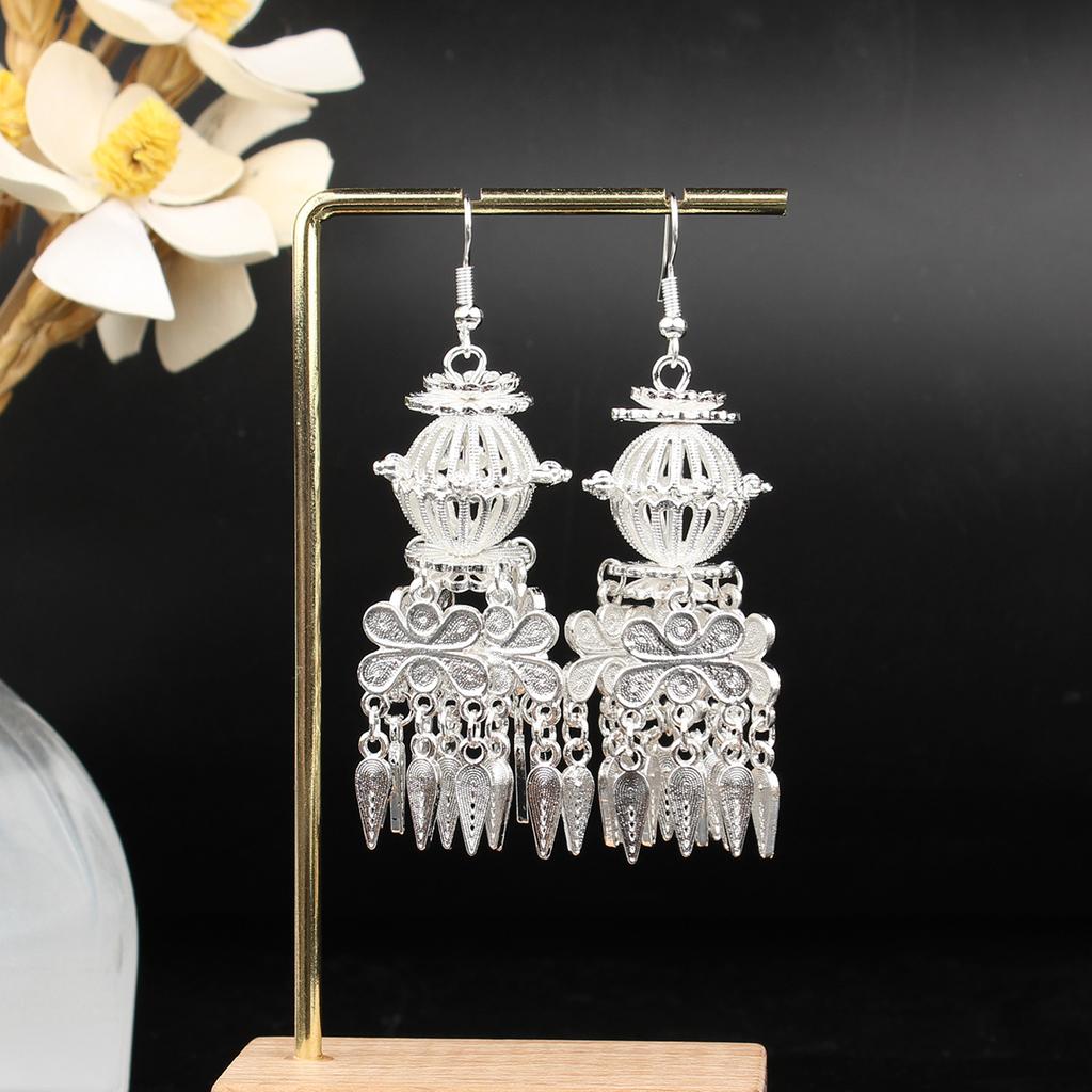 Turquoise Earrings Bohemian Drop Ear Earrings with Tassels, Geometric Alloy, Retro Style, Boastful Ear Accessories