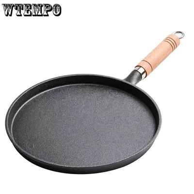 Cast Iron Frying Pan Uncoated Non-stick Egg Pancake Pan Crepe Maker Steak Frying Pot Gas Induction Cooker Kitchen Cookware