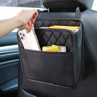 Caixa de Armazenamento Multifuncional para Carro Detalhe Interior Couro PU Porta Lenços/Porta Copos de Água Organizadores de Encosto de Assento