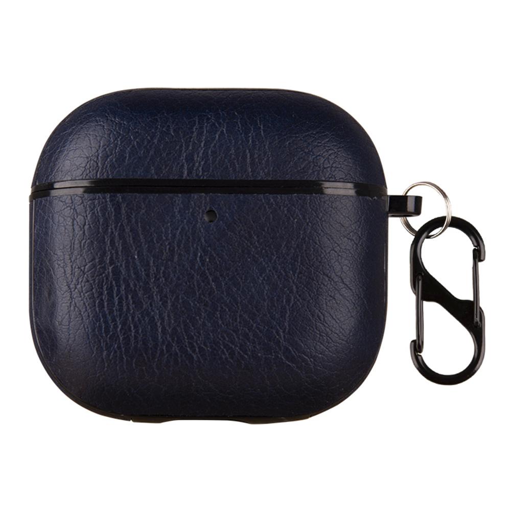 

For AirPods 4 Earphone Case PC + PU Leather Protective Cover with Anti-loss Hook D