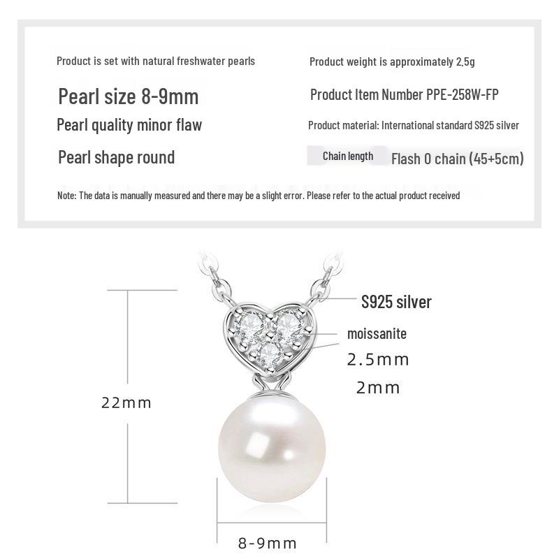 Freshwater Pearl & Diamond-Set Silver Pendant Necklace for Women