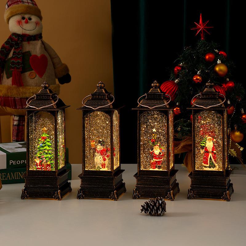 New Christmas decorations, glowing snow music box, Christmas wind lantern, Christmas gift ornaments, Santa Claus lantern