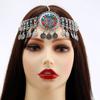 Fashionable Simulated Turquoise Decor Multi Layer Chain Design Women Headwear For Travel Souvenirs