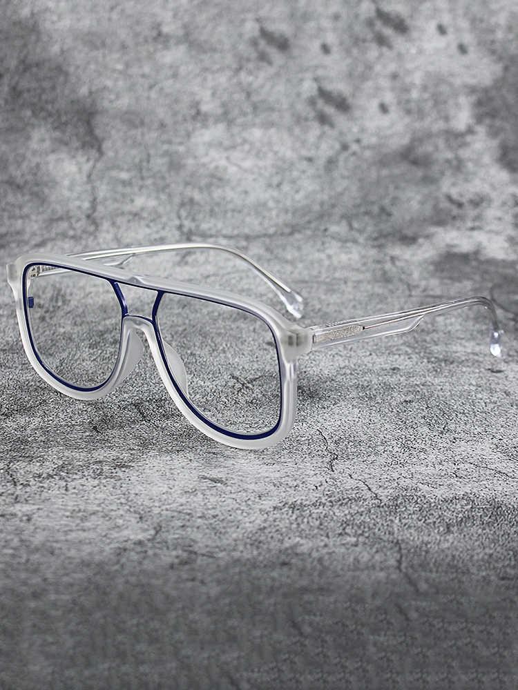 

Korean Style Black Frame Glasses with Double Bridge, Prescription-Compatible, Anti-Blue Light Lenses for Men & Women Non-prescription