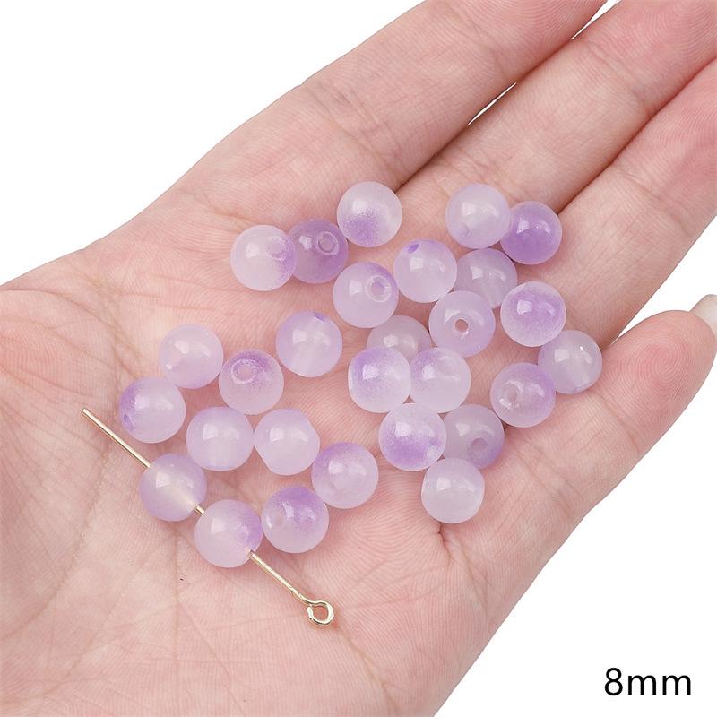 Handgefertigt Bambusgelenk Glas Lila Runde Perlen DIY Armband Halskette Schmuck