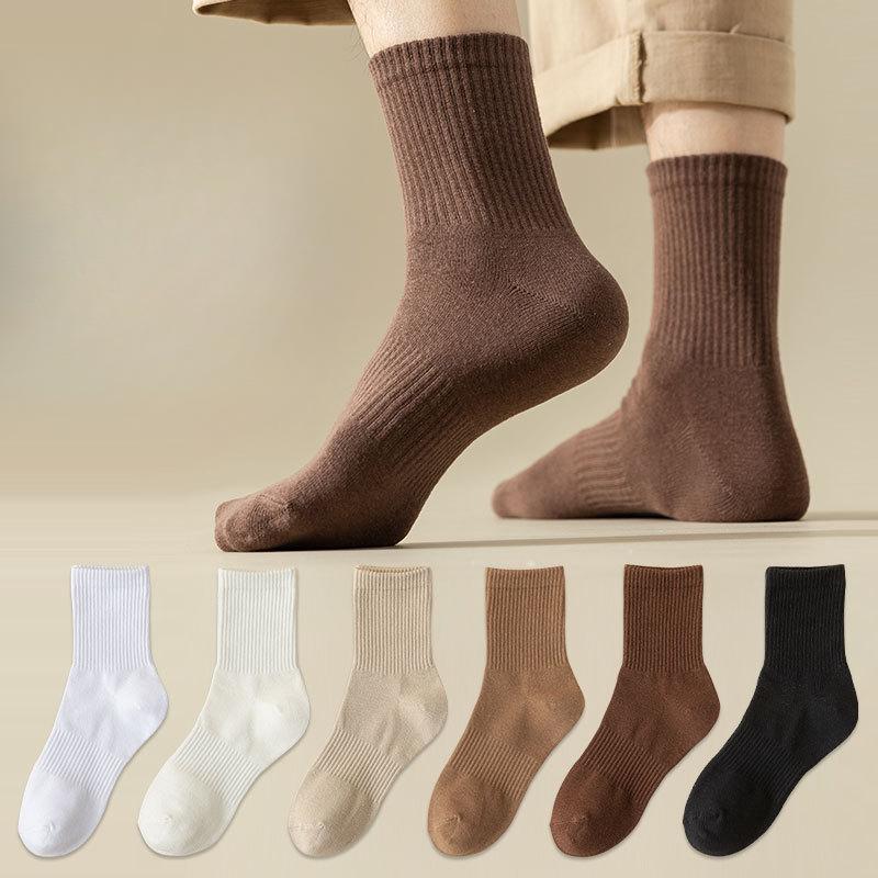 5 Pairs of Men's Spring and Autumn Retro High Elastic Sports Waist Socks