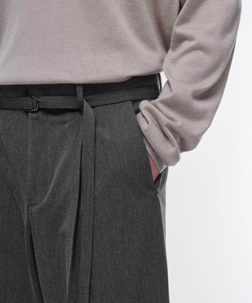 Musinsa Standard Narrow Belt One-Pleat Wide Slacks [Medium Gray]