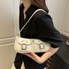 Vintage Women's Armpit Bag Double Pockets Zipper Handbag Trendy Pu Leather Shoulder Bag  Commuting
