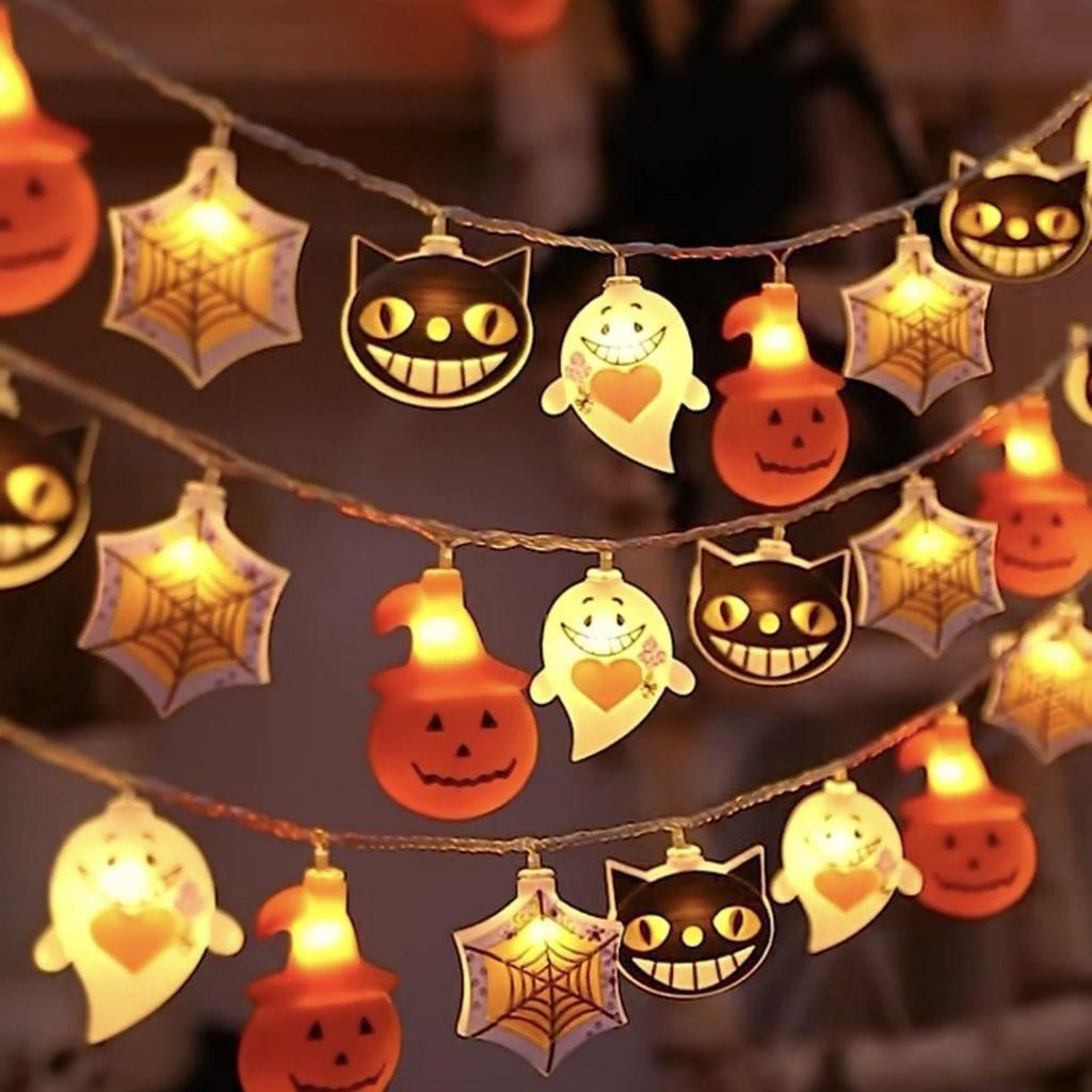 Halloween LED Pumpkin String Lights - Colorful Ghost Festive Decor