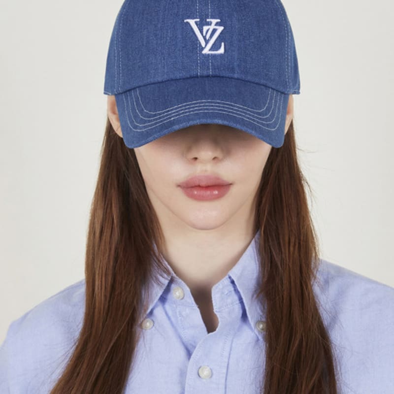 

VARZAR 3D Monogram Stitch Overfit Ball Cap Blue Denim FREE