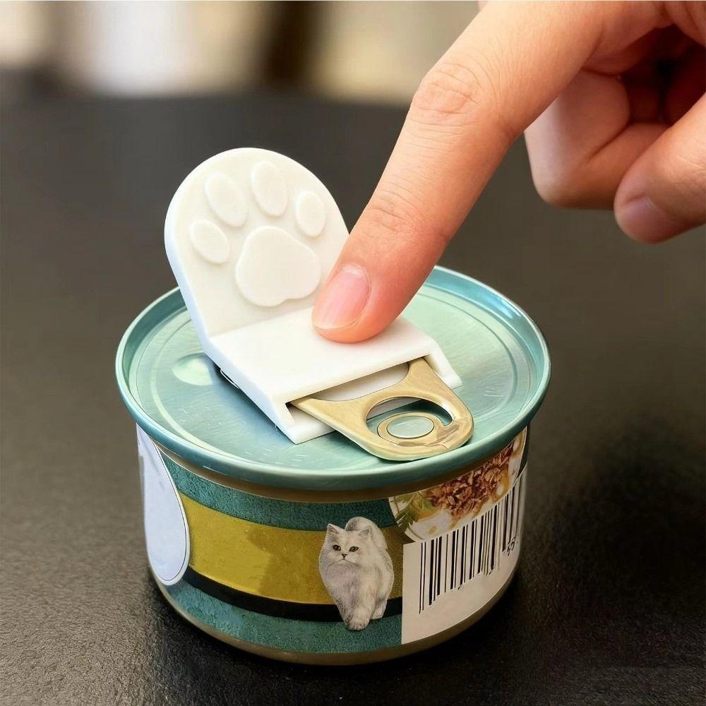 Cute Non-Slip Grip Cat Food Can Opener Easy-Clean Plastic Bottle Opener Cat Paw Ergonomic Canned Food Opener Cat Dog