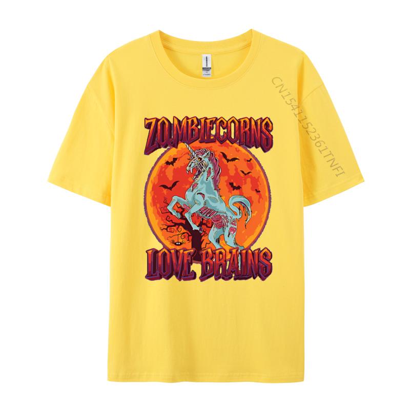 Cotton Graphic Tees Scary Zombiecorns Love Brains Zombie Tshirts Funny T Shirt Design Classic Mens T Shirt