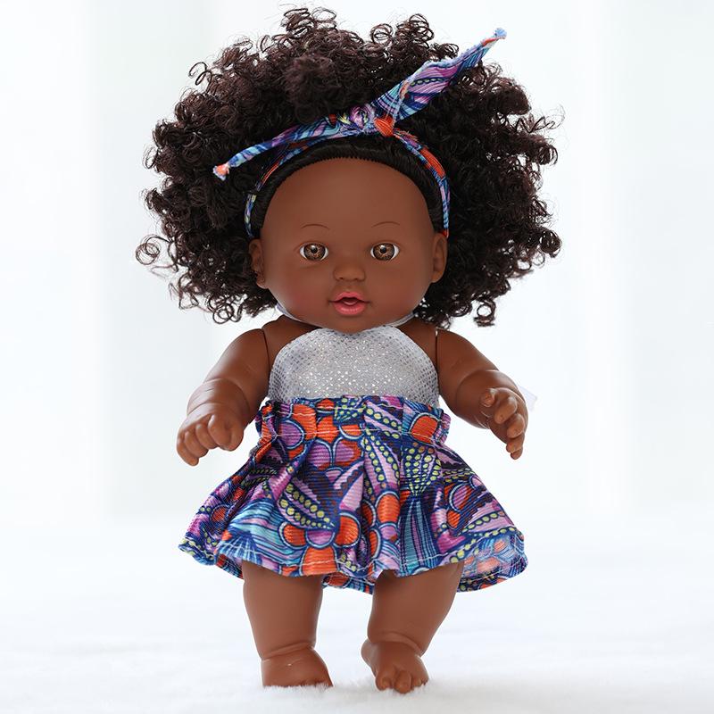 20cm African American Vinyl Reborn Doll - Cute Plush Toy for Children