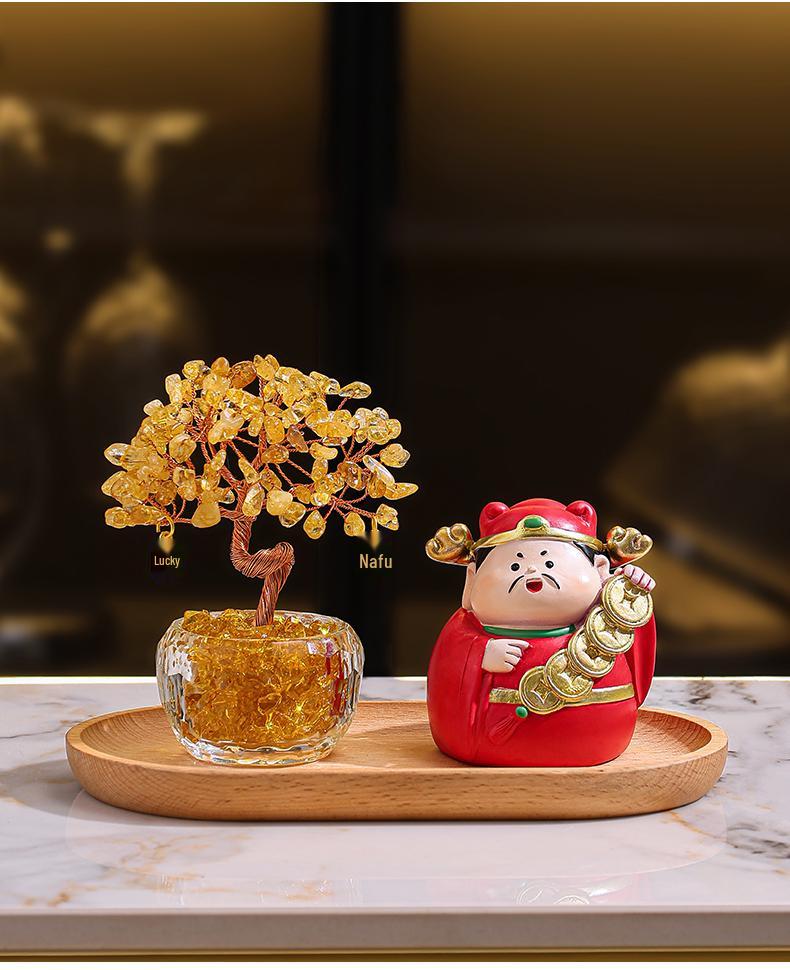 Citrine Money Cat Ornament for Home or Office - Perfect Housewarming or Birthday Gift
